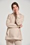 Maternity Side Zipper Hooded Wide Leg Modal Tracksuit Set Beige