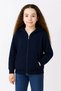 Girl's Hooded Cardigan Sweatshirt with Kangaroo Pocket and Full Zipper - Navy Blue - 2