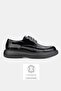 Men's Black Patent Leather Khaki Natural Leather Eva Sole Lace-Up Shoes
