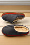 Women's Anthracite Gray House Slippers. Colorful Scalloped Patterned Slippers with Fur Inside. - 5