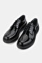 Men's Black Patent Leather Khaki Natural Leather Eva Sole Lace-Up Shoes - 2