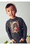 Boy's 4-9 Years Old 3D Patterned Long Sleeve T-Shirt Anthracite