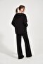 Maternity Side Zipper Hooded Wide Leg Modal Tracksuit Set Black - 8