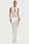 White Lace Buckle Detailed Maxi Dress