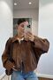 Pinterest Model Bomber Suede Fabric Design Stand Collar Brand Equivalent Stylish Lined Coat Jacket - 4