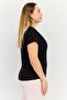Women Slim Fit Short Sleeves Outdoor Top, Black - 2