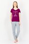 Women Graphic Print Short Sleeves Pajama Top, Purple - 4