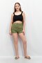Women Solid Stretch Basic Shorts, Olive - 3