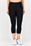 Women Fitted Fit Brand Logo Training Capri Tights, Black