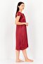 Women Solid Short Sleeves Sleeping Dress, Maroon - 2