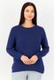 Women Crew Neck Allover Print Long Sleeve Sleepwear Top, Medieval Blue