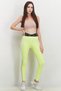 Women Sportswear Fit Brand Logo Training Tights, Lime and Black - 2