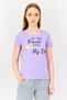 Women Crew Neck Graphic Print Short Sleeve Sleepwear Top, Purple