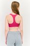 Women Padded Brand Logo Training Sports Bra, Fuchsia - 3