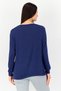 Women Crew Neck Allover Print Long Sleeve Sleepwear Top, Medieval Blue - 4