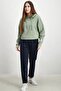 سويت شيرت نسائي سادة بغطاء رأس ورباط، زيتوني - 3