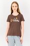 Women Graphic Print Short Sleeves Pajama Top, Brown