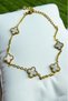 Women's 316L 100% Tarnish Resistant Steel Gold Black Clover Bracelet
