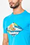 Men Crew Neck Short Sleeves Graphic Print T-Shirt, Aqua Blue - 3
