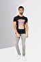 Men Crew Neck Short Sleeve Graphic Print T-Shirt, Black - 2