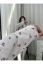 Pink Floral Print Ecru Berlin Pajama Set - 5