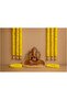 Pack of 5 Shreej Artificial Marigold Fluffy Flowers and Golden Hanging Bells Garlands /Wall hangi