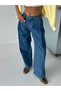 Women's Oversize High Waist Loose Leg Jeans with Pleated Detail
