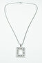 Silver Color Steel Necklace with Zircon Stone Square End - 2