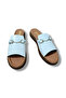 Genuine Leather Metal Buckle High Sole Slippers