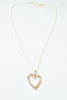 Zircon Stone Heart End Thin Chain Gold Necklace - 3