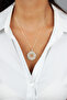 Zircon Stone Large Round End Thin Chain Gold Necklace