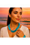 Turquoise Necklace Bracelet Set for Evil Eye Protection, Luck and Peace - 8