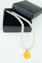 Yellow Agate Natural Stone Tipped Glass Pearl Necklace - 5