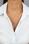 Silver Color Steel Necklace with Zircon Stone End