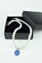 Blue Tip Glass Pearl Necklace