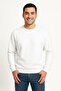 Men's Three Thread Plain Crew Neck Sweatshirt - White - 2