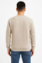Men's Three Thread Plain Crew Neck Sweatshirt - Beige - 3