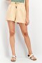 Women Drawstring Quilted Shorts, Tan