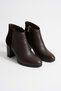 Women's Genuine Leather Heeled Boots with Suede Detail on the Back - Brown - 4