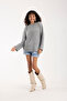 Thessaloniki Knitted Gray Oversize Knitwear Women's Long Sweater - 5