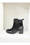 25030301K Khaki Leather 5cm Thick Heel Boots with Wrist Rubber Detail for Women - 3