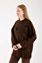 Bow Ribbon Detail Brown Oversize Women's Long Sweater - 6