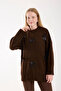 Bow Ribbon Detail Brown Oversize Women's Long Sweater