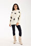 Bow Ribbon Detail Ecru Oversize Women's Long Sweater - 7