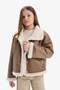 New Season Girls' Water Repellent Large Collar Plush Lining Coat - 4