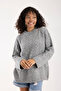 Thessaloniki Knitted Gray Oversize Knitwear Women's Long Sweater