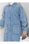 Women's Buttoned Pocketed Blue Denim Cap with Arma Detail - 5