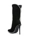 Women Diamante Chain Detail Calf Boots in Black - 3