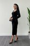Ostrich Feather Detailed Square Neck Sheath Dress - BLACK - 5