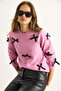 Women's Dusty Pink Bow Regular Knitwear Sweater 20246871 - 2
